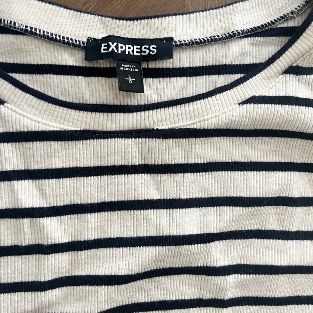 Express Black and Cream Striped Top